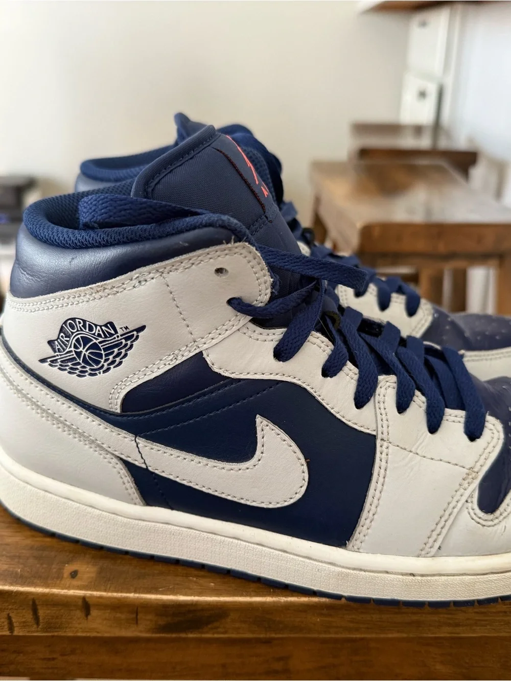 Jordan Men's High Top Sneakers Navy and White